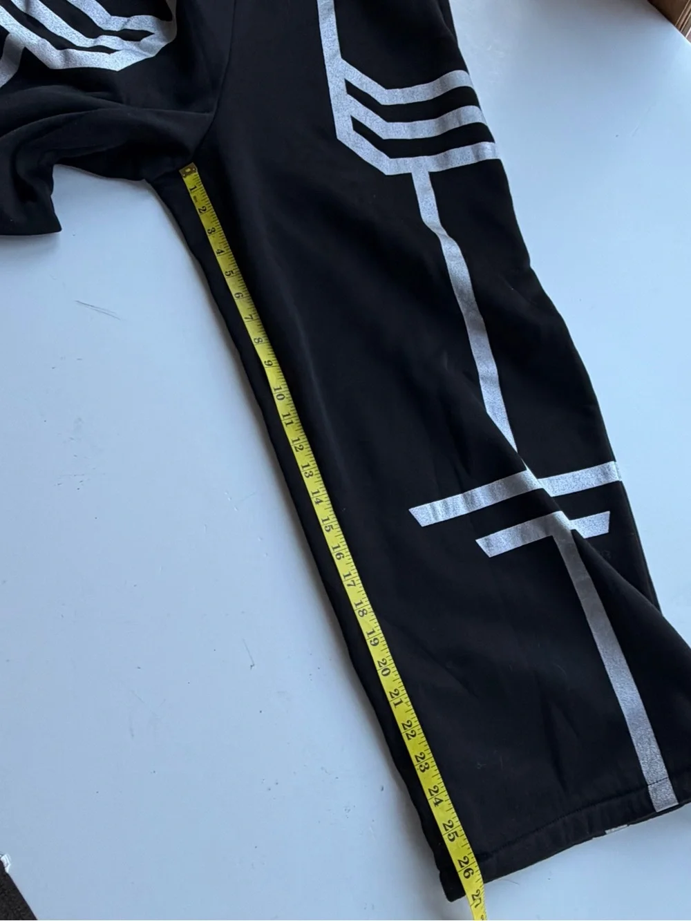 Y2K Black Wide-Leg Sweatpants Graphic Stripe Detail Mens Size XL